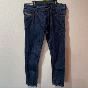 Diesel Paddom Jeans Mens W32 L30 slim carrot straight dark blue wash turbo rigid